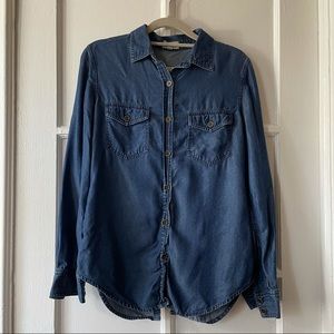 Chambray denim button up blouse